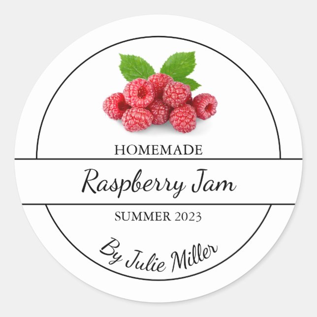 Simple Homemade Raspberry Jam Label (Front)