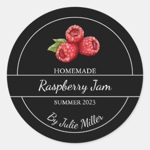 Simple Homemade Raspberry Jam Label Black