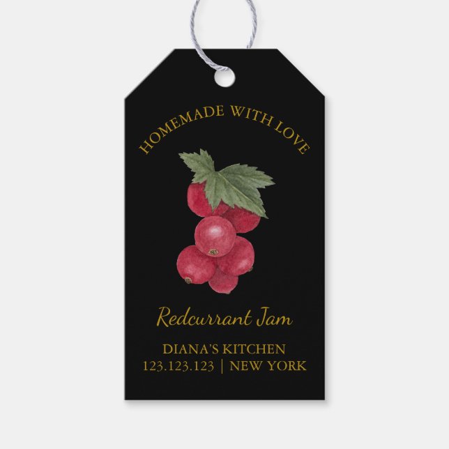 Simple Homemade Redcurrant Jam Hang Tag l Black (Front)