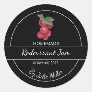 Simple Homemade Redcurrant Jam Label   Black