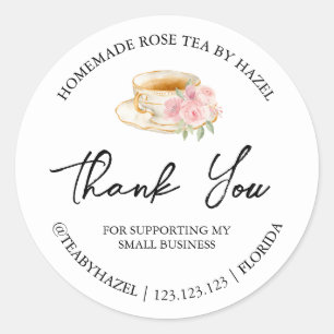 Simple Homemade Rose Tea Thank You Label