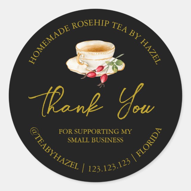 Simple Homemade Rosehip Tea Thank You Label (Front)
