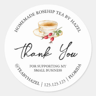 Simple Homemade Rosehip Tea Thank You Label