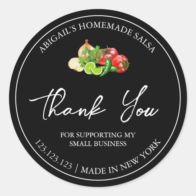 Simple Homemade Salsa Thank You Label (Front)