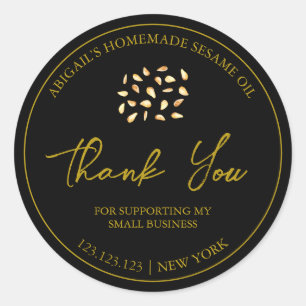 Simple Homemade Sesame Oil Thank You Label