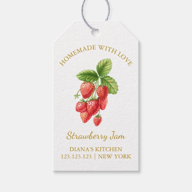 Simple Homemade Strawberry Jam Hang Tag l White (Front)