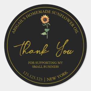 Simple Homemade Sunflower Oil Thank You Label