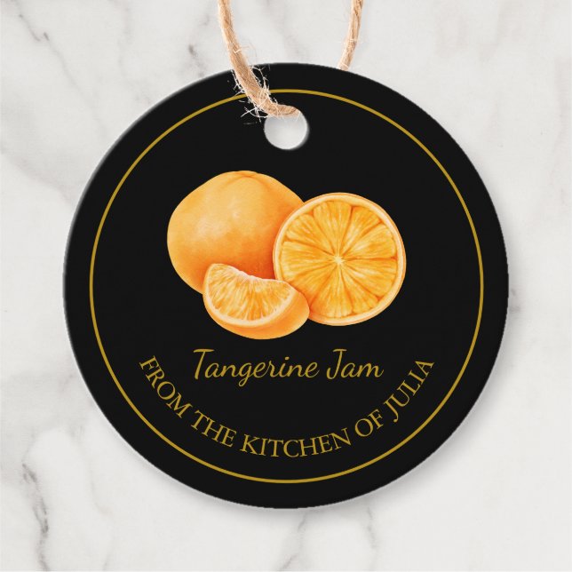 Simple Homemade Tangerine Jam Hang Tag l Black (Front)