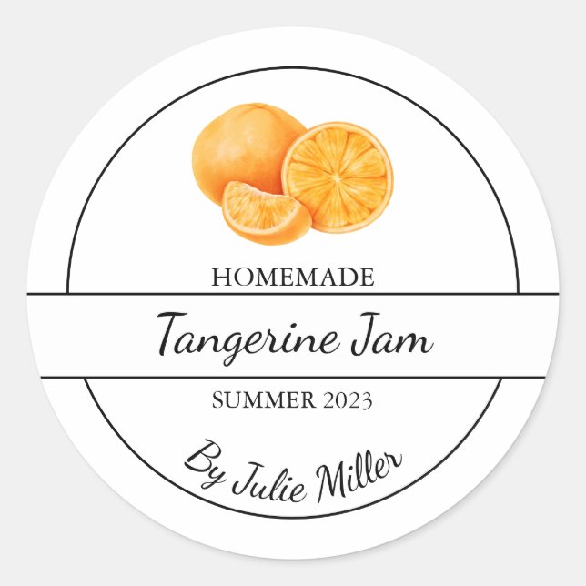 Simple Homemade Tangerine Orange Jam Label (Front)