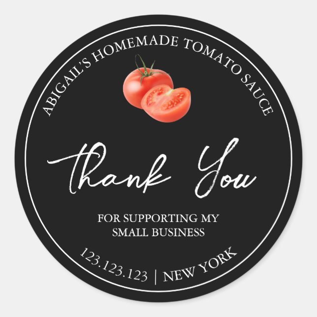 Simple Homemade Tomato Sauce Thank You Label (Front)