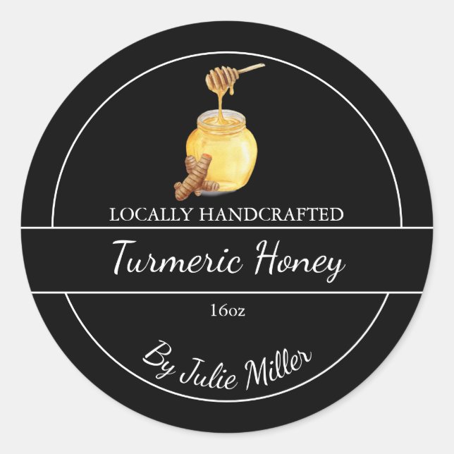Simple Homemade Turmeric infused Honey Label (Front)
