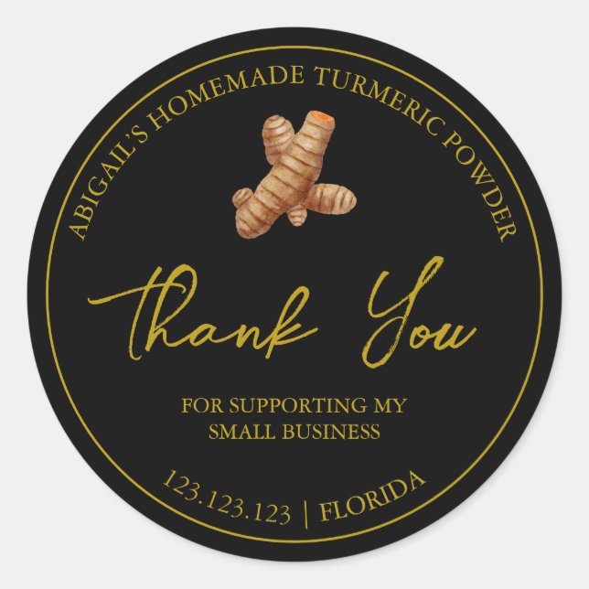 Simple Homemade Turmeric Thank You Label (Front)