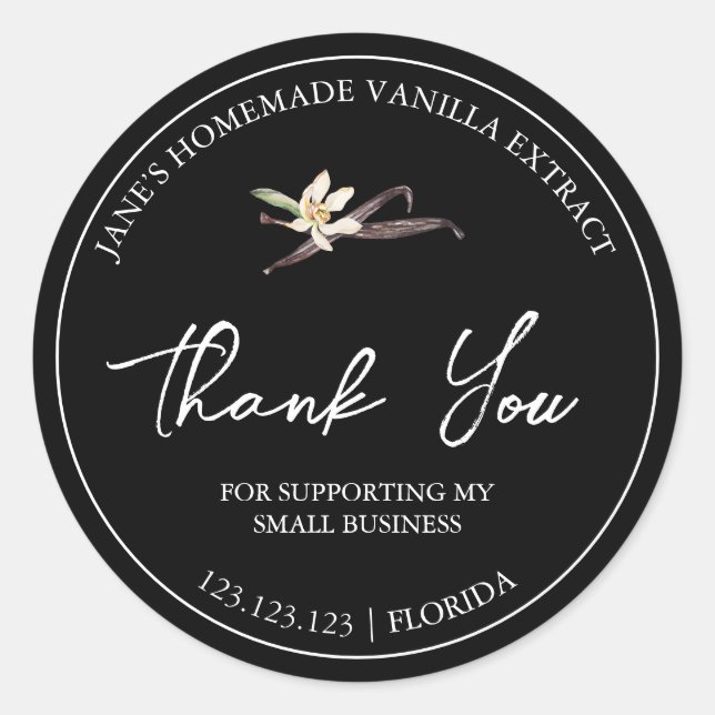 Simple Homemade Vanilla Extract Thank You Label (Front)