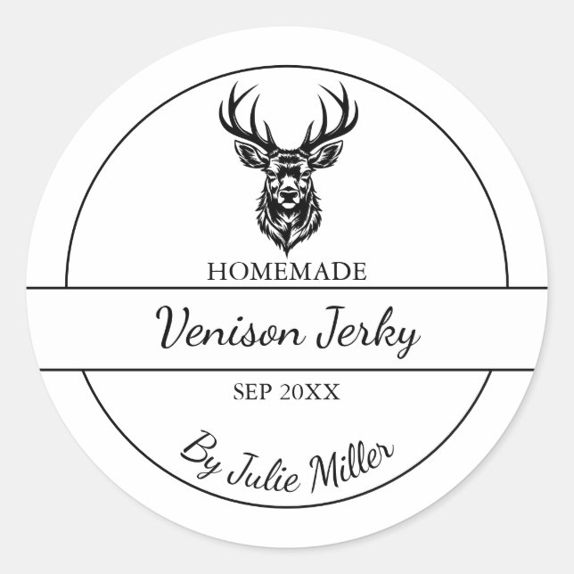 Simple Homemade Venison Deer Jerky Label (Front)