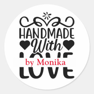 Simple Homemade With Love Personalised  Classic Round Sticker