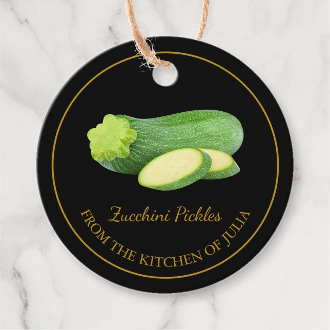 Simple Homemade Zucchini Pickles Hang Tag (Front)