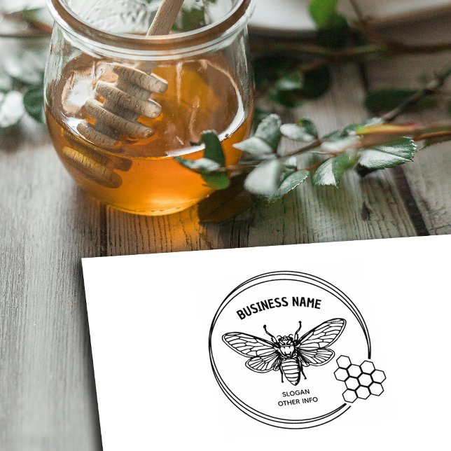 Simple Honey Bee Custom Logo Rubber Stamp (Creator Uploaded)
