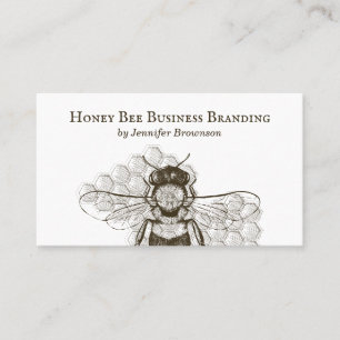 Simple Honeycomb Bee Retro Apiary Business Card