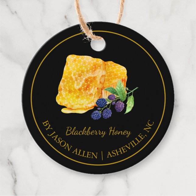 Simple Honeycomb Blackberry Infused Honey Hang Tag (Front)