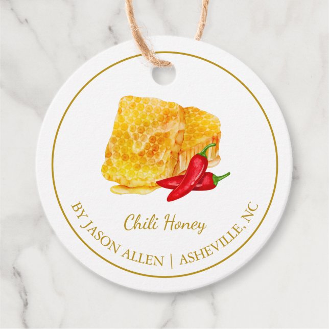 Simple Honeycomb Chilli Infused Honey Hang Tag (Front)