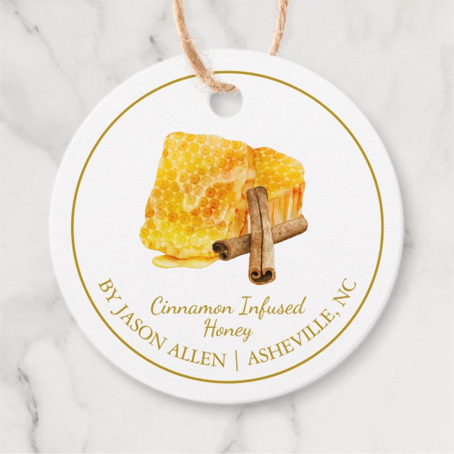 Simple Honeycomb Cinnamon Infused Honey Hang Tag (Front)