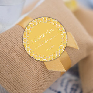 Simple Honeycomb First Bee-themed Thank You Classic Round Sticker