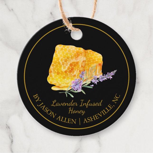 Simple Honeycomb Lavender Infused Honey Hang Tag (Front)