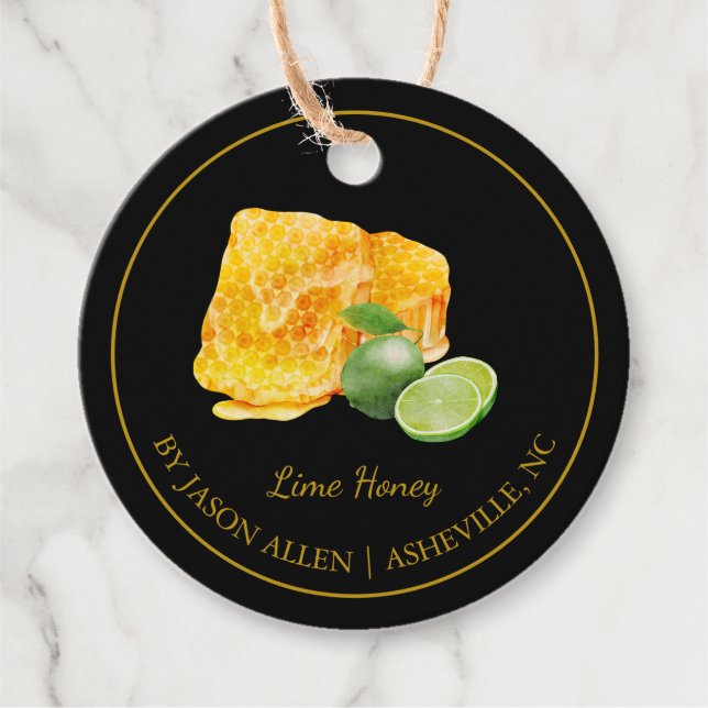 Simple Honeycomb Lime Infused Honey Hang Tag (Front)