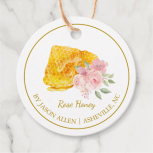 Simple Honeycomb Rose Infused Honey Hang Tag