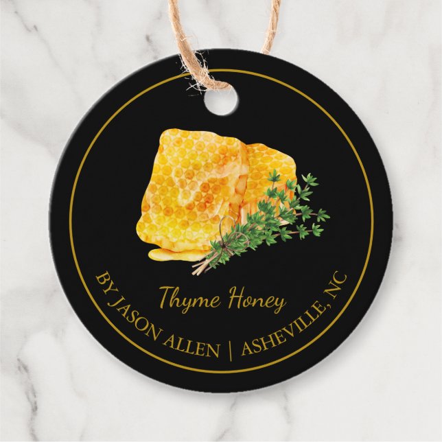 Simple Honeycomb Thyme Infused Honey Hang Tag (Front)