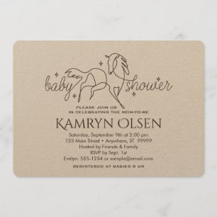 Simple Horse Baby Shower Invitation with girl poem