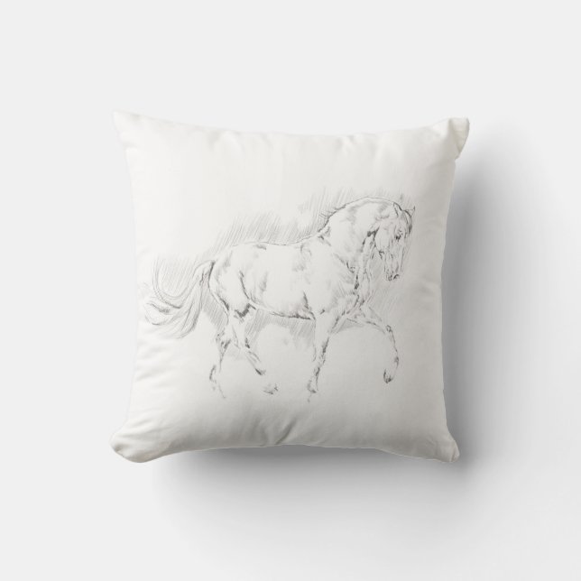 Simple Horse Sketch Line Art Throw Pillow (Front)