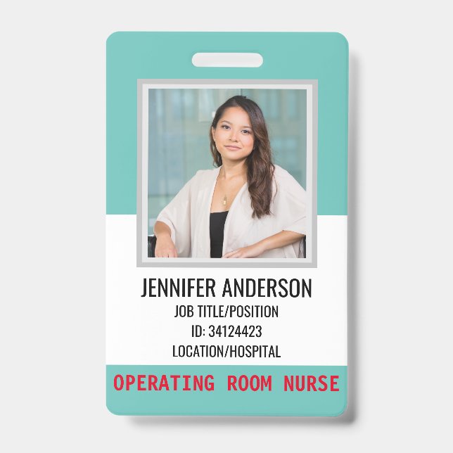 Simple Hospital Medical ID Badge (Front)