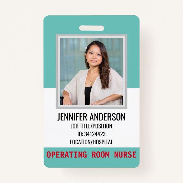Simple Hospital Medical ID ID Badge (Front)