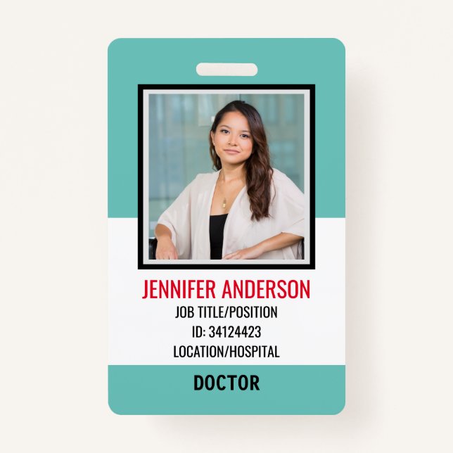 Simple Hospital Medical ID ID Badge (Front)