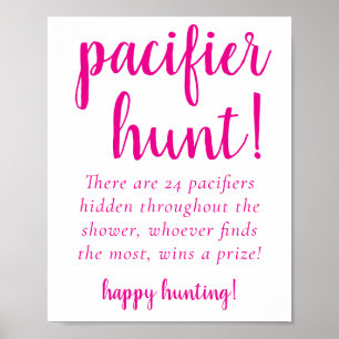 Simple Hot Pink Pacifier Hunt   Magenta Party Game Poster