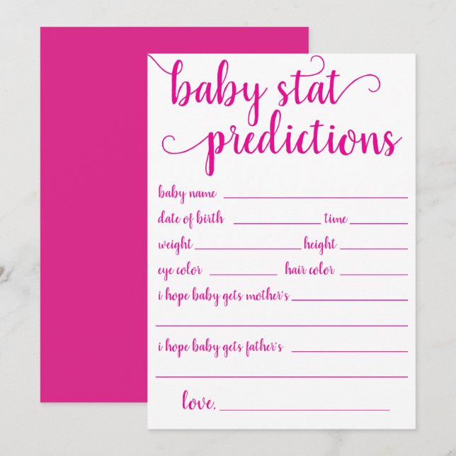 Simple Hot Pink Prediction | Magenta Keepsake Card (Front/Back)