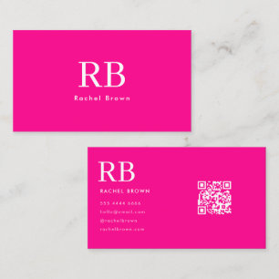 Simple Hot Pink QR code Business Card