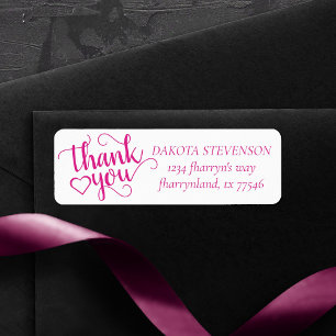 Simple Hot Pink Script   Magenta Thank You Address