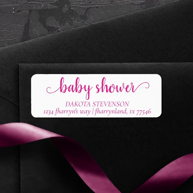 Simple Hot Pink Script | Shower Return Address (Creator Uploaded)