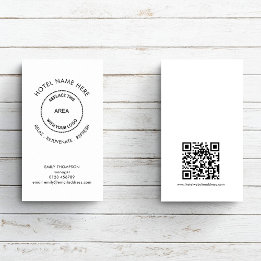 Simple Hotel or Guest House QR Code Logo Tagline Business Card