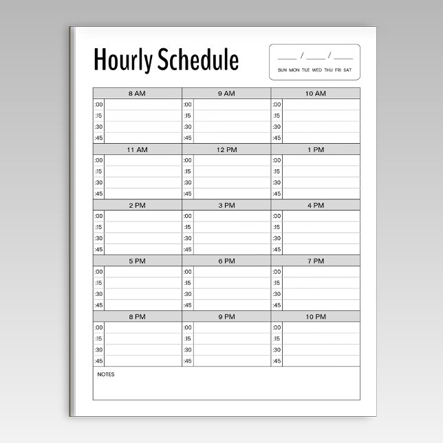 Simple Hourly Schedule Notepad (Creator Uploaded)