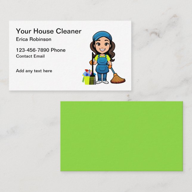 Simple House Cleaning Cute Business Cards  (Front/Back)