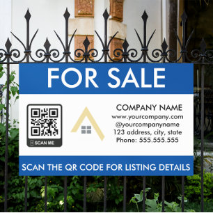 Simple House For Sale QR Code Business Logo Sign