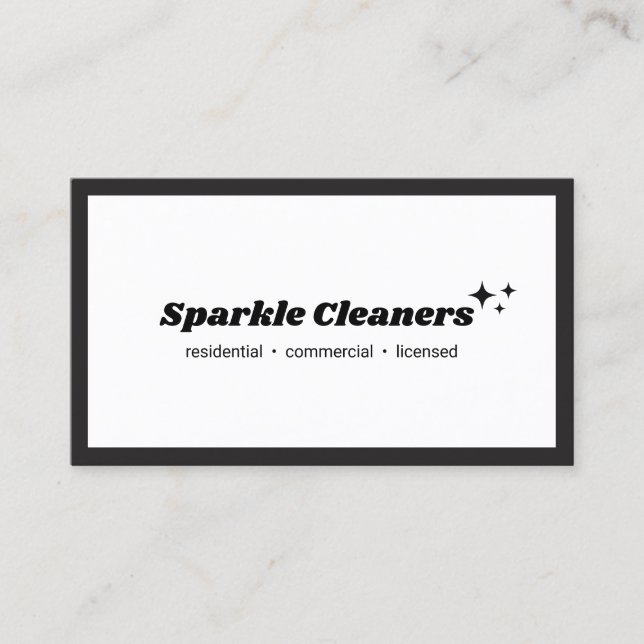 Simple Housekeeping Service Stars Business Card (Front)