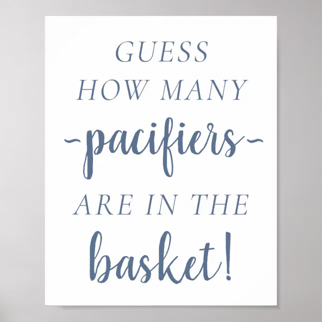 Simple How Many | Dusty Blue Guessing Game Poster | Zazzle