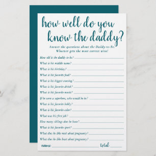 Simple How Well Do You Know Daddy   Teal Keepsake