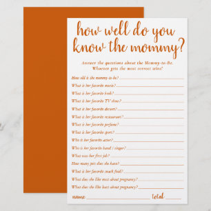 Simple How Well Do You Know Mummy   Orange Card