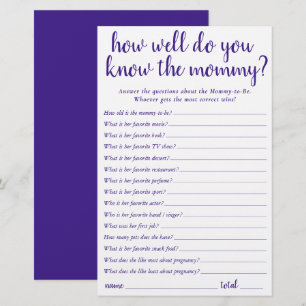 Simple How Well Do You Know Mummy   Purple Card
