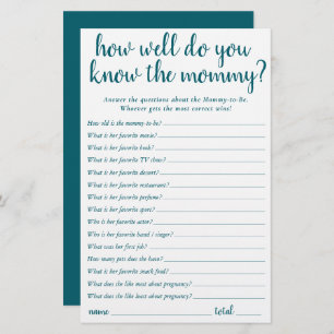 Simple How Well Do You Know Mummy   Teal Keepsake